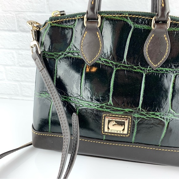 Dooney & Bourke Crocodile Embossed Leather Bucket Satchel Shoulder Bag - Picture 6 of 16